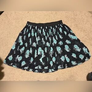 Torrid Black Floral Pleated Skirt with Teal Roses